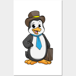 Penguin as Entrepreneur with Briefcase Posters and Art